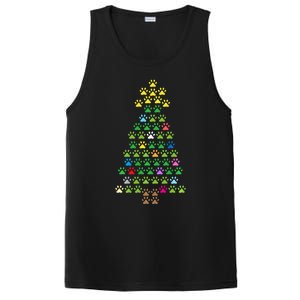 Christmas Tree Dog Paws Long Sleeve Christmas Lights PosiCharge Competitor Tank