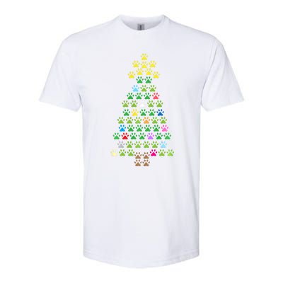 Christmas Tree Dog Paws Long Sleeve Christmas Lights Softstyle® CVC T-Shirt