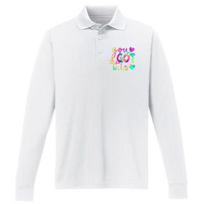 Cute Tie Dye You Got This Performance Long Sleeve Polo