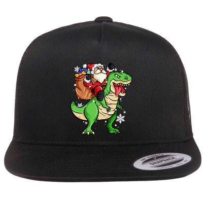 Christmas Trex Dinosaur Santa Claus Riding Trex Xmas Gift Flatbill Hat
