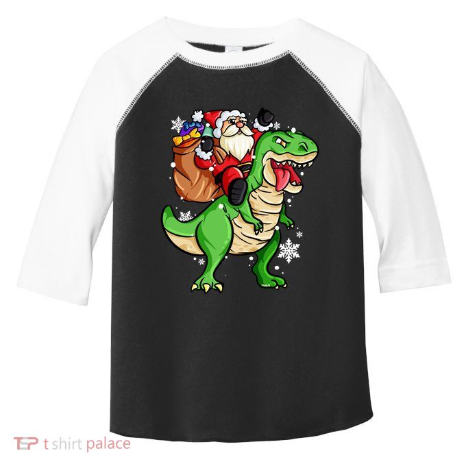 Christmas Trex Dinosaur Santa Claus Riding Trex Xmas Gift Toddler Fine Jersey T-Shirt