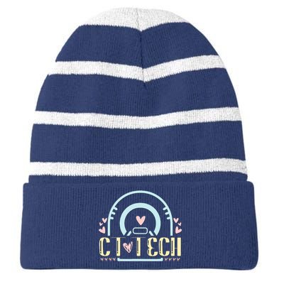 Ct Tech Design Ct Technologist Radiology Striped Beanie with Solid Band