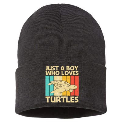 Cool Turtle Design For Sea Turtle Aquatic Animal Sustainable Knit Beanie