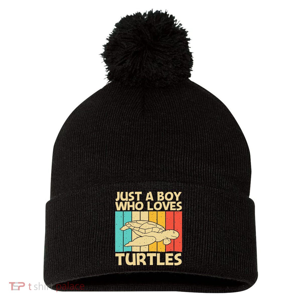 Cool Turtle Design For Sea Turtle Aquatic Animal Pom Pom 12in Knit Beanie