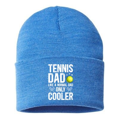 Cool Tennis Dad Of A Tennis Player Dad Tennis Father Gift Sustainable Knit Beanie