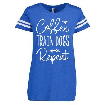 Coffee Train Dogs Repeat Funny Dog Trainer Meaningful Gift Enza Ladies Jersey Football T-Shirt