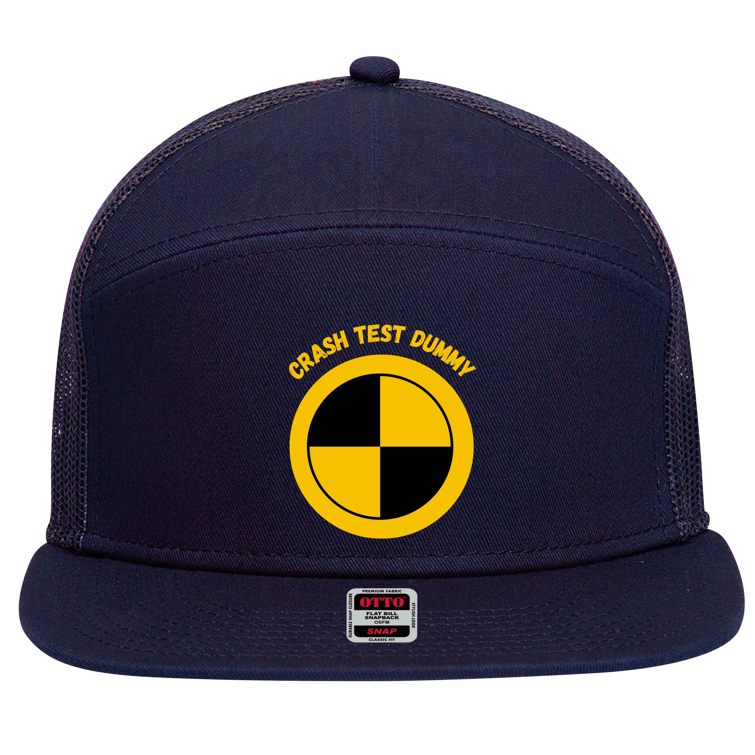 Crash Test Dummy Costume 7 Panel Mesh Trucker Snapback Hat