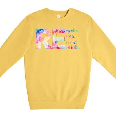 Colorful Tie Dye Recycle Reuse Renew Rethink Celebrate Earth Day Premium Crewneck Sweatshirt