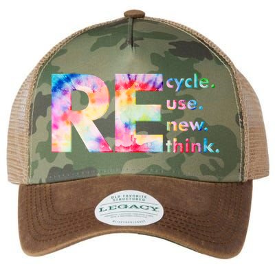 Colorful Tie Dye Recycle Reuse Renew Rethink Celebrate Earth Day Legacy Tie Dye Trucker Hat