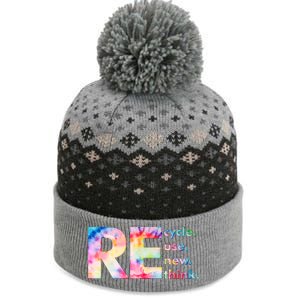 Colorful Tie Dye Recycle Reuse Renew Rethink Celebrate Earth Day The Baniff Cuffed Pom Beanie