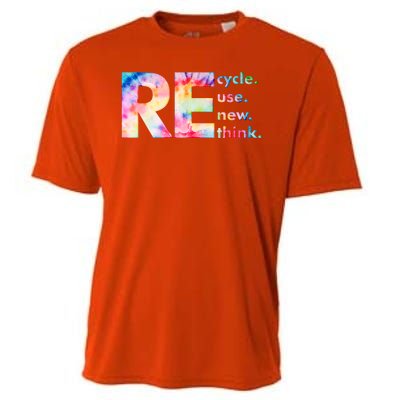 Colorful Tie Dye Recycle Reuse Renew Rethink Celebrate Earth Day Cooling Performance Crew T-Shirt