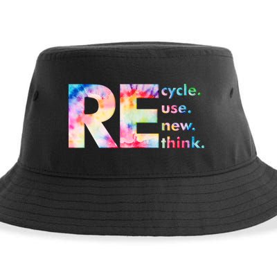 Colorful Tie Dye Recycle Reuse Renew Rethink Celebrate Earth Day Sustainable Bucket Hat