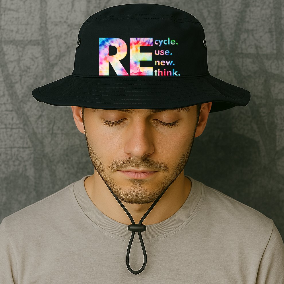 Colorful Tie Dye Recycle Reuse Renew Rethink Celebrate Earth Day Bucket Hat
