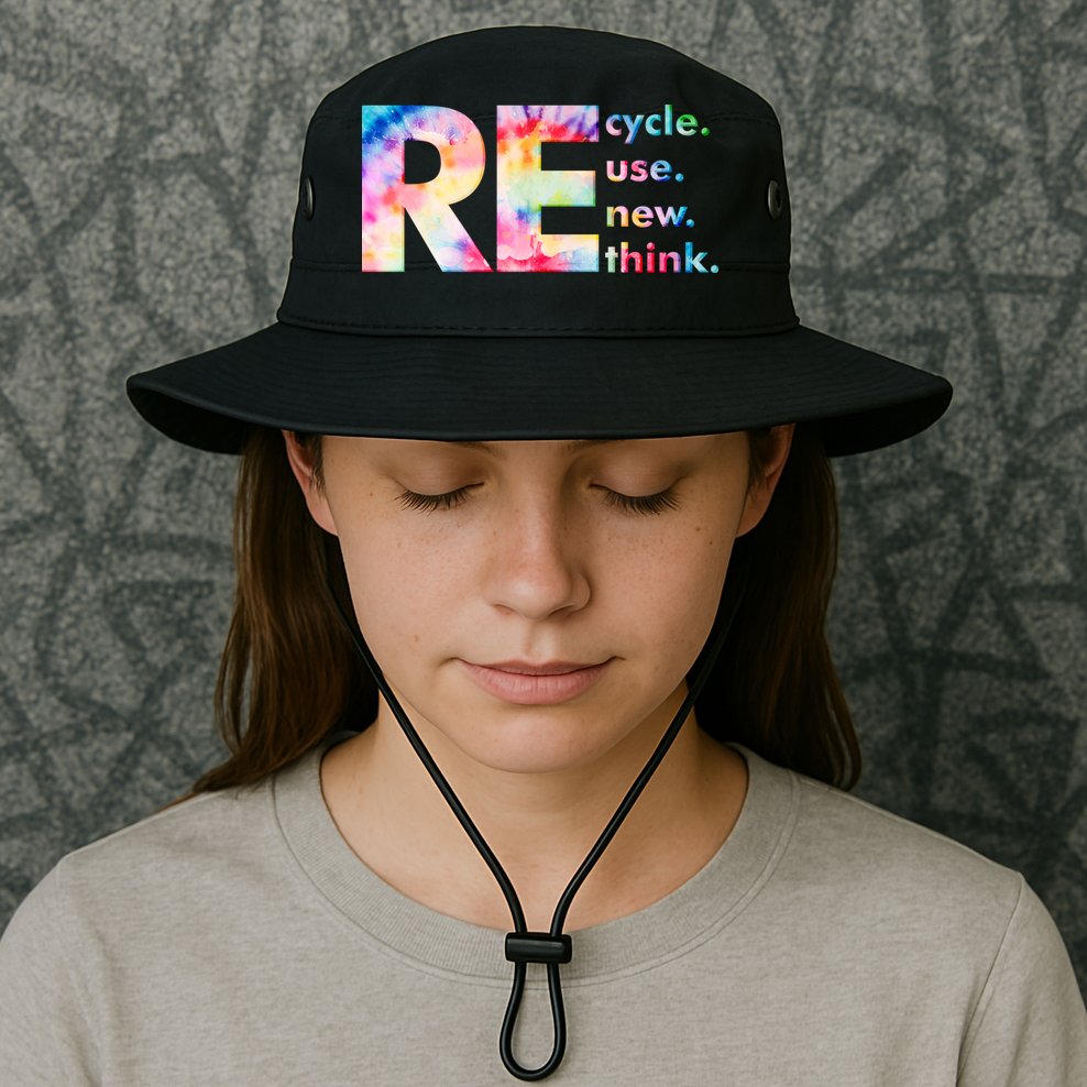 Colorful Tie Dye Recycle Reuse Renew Rethink Celebrate Earth Day Bucket Hat