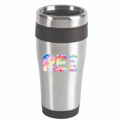 Colorful Tie Dye Recycle Reuse Renew Rethink Celebrate Earth Day 16oz Travel Tumbler