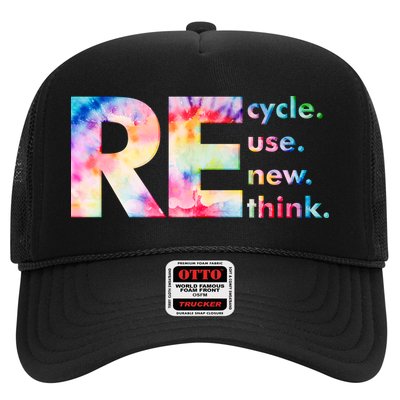 Colorful Tie Dye Recycle Reuse Renew Rethink Celebrate Earth Day Trucker Hat