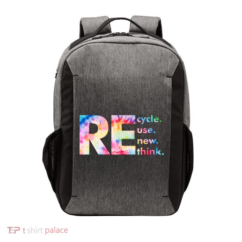 Colorful Tie Dye Recycle Reuse Renew Rethink Celebrate Earth Day Vector Backpack