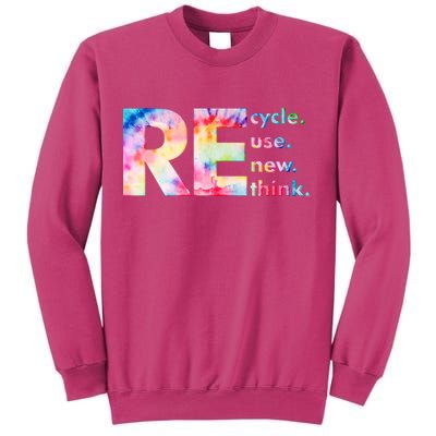 Colorful Tie Dye Recycle Reuse Renew Rethink Celebrate Earth Day Sweatshirt