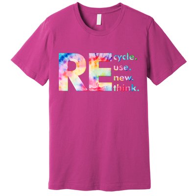 Colorful Tie Dye Recycle Reuse Renew Rethink Celebrate Earth Day Premium T-Shirt