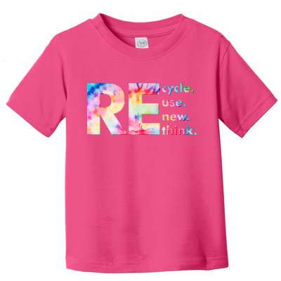 Colorful Tie Dye Recycle Reuse Renew Rethink Celebrate Earth Day Toddler T-Shirt