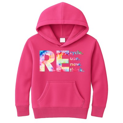 Colorful Tie Dye Recycle Reuse Renew Rethink Celebrate Earth Day Kids Hoodie