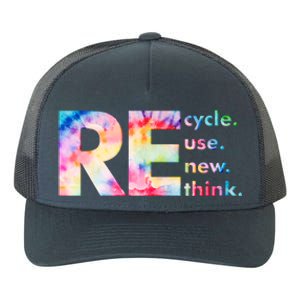 Colorful Tie Dye Recycle Reuse Renew Rethink Celebrate Earth Day Yupoong Adult 5-Panel Trucker Hat