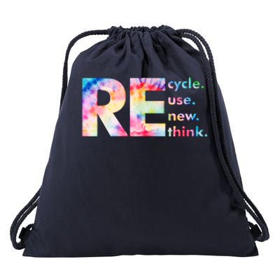 Colorful Tie Dye Recycle Reuse Renew Rethink Celebrate Earth Day Drawstring Bag