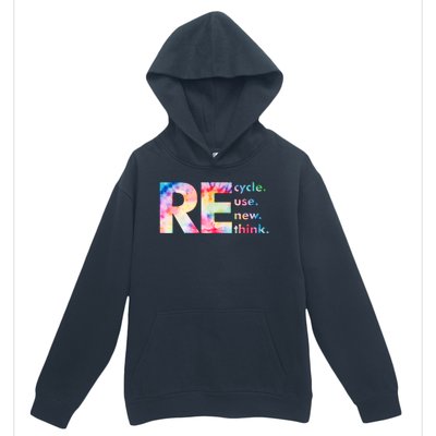 Colorful Tie Dye Recycle Reuse Renew Rethink Celebrate Earth Day Urban Pullover Hoodie