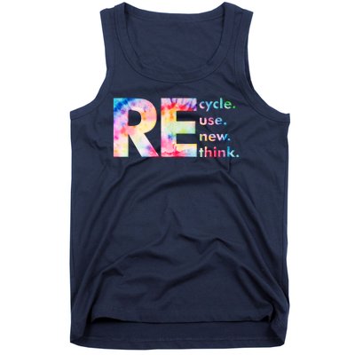 Colorful Tie Dye Recycle Reuse Renew Rethink Celebrate Earth Day Tank Top