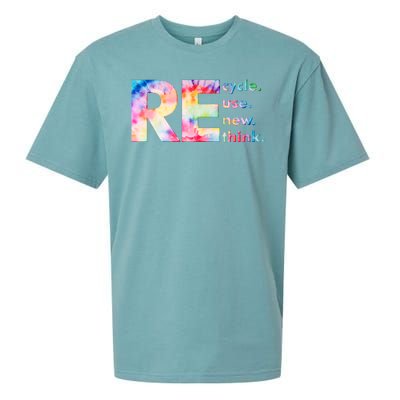 Colorful Tie Dye Recycle Reuse Renew Rethink Celebrate Earth Day Sueded Cloud Jersey T-Shirt