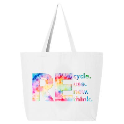 Colorful Tie Dye Recycle Reuse Renew Rethink Celebrate Earth Day 25L Jumbo Tote