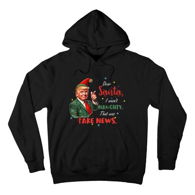 Christmas Trump Dear Santa Fake News Funny Xmas Trump 47 Hoodie