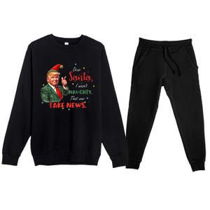 Christmas Trump Dear Santa Fake News Funny Xmas Trump 47 Premium Crewneck Sweatsuit Set