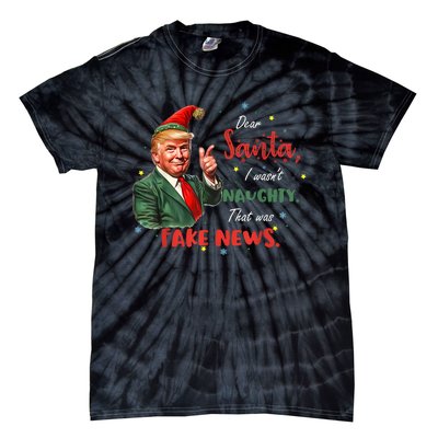 Christmas Trump Dear Santa Fake News Funny Xmas Trump 47 Tie-Dye T-Shirt