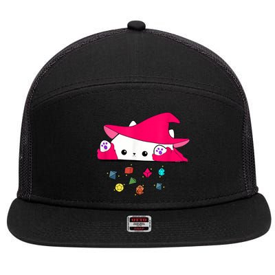 Cat Throwing Dice Tabletop Games 7 Panel Mesh Trucker Snapback Hat