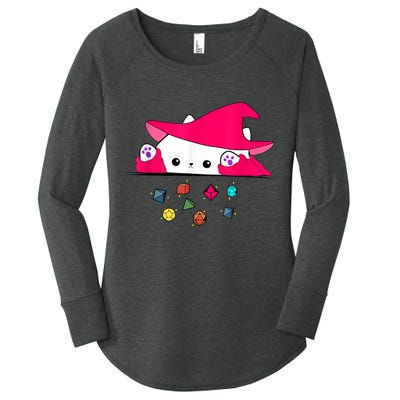Cat Throwing Dice Tabletop Games Women's Perfect Tri Tunic Long Sleeve Shirt