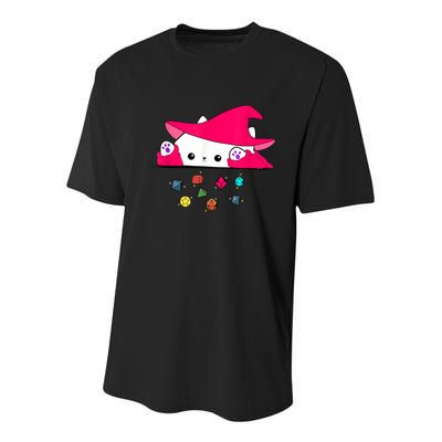 Cat Throwing Dice Tabletop Games Youth Performance Sprint T-Shirt