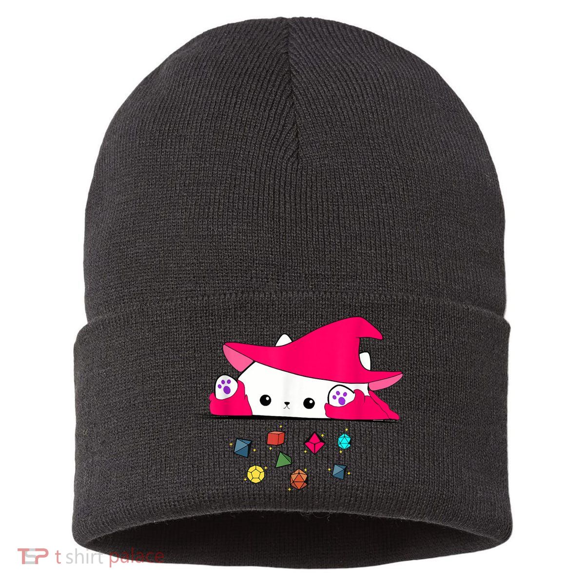 Cat Throwing Dice Tabletop Games Sustainable Knit Beanie