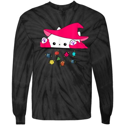 Cat Throwing Dice Tabletop Games Tie-Dye Long Sleeve Shirt