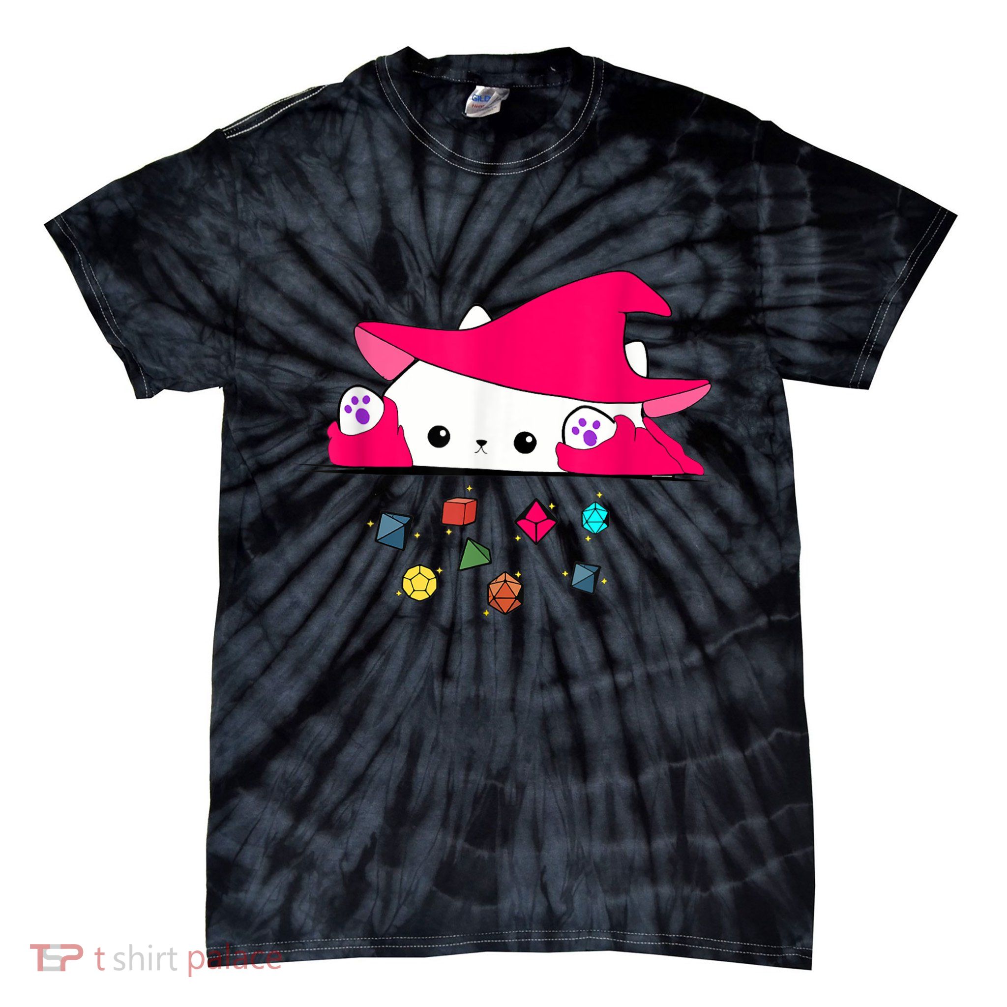 Cat Throwing Dice Tabletop Games Tie-Dye T-Shirt