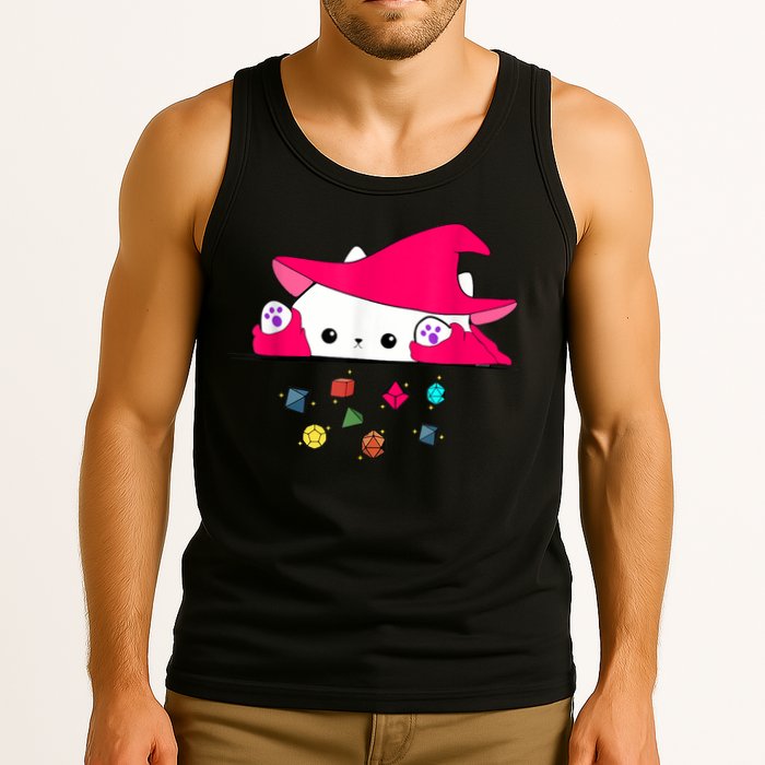 Cat Throwing Dice Tabletop Games Tank Top