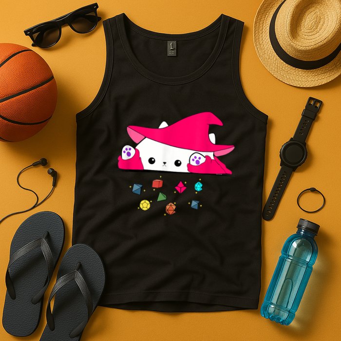 Cat Throwing Dice Tabletop Games Tank Top
