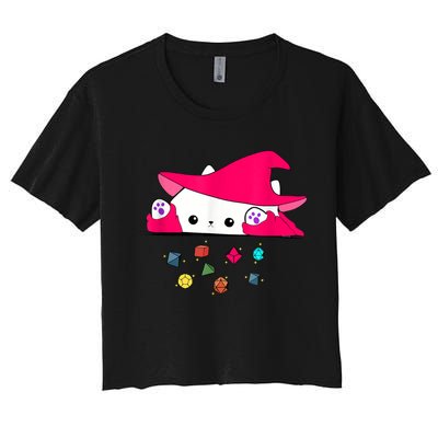 Cat Throwing Dice Tabletop Games Crop Top