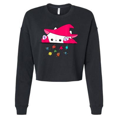 Cat Throwing Dice Tabletop Games Cropped Pullover Crew