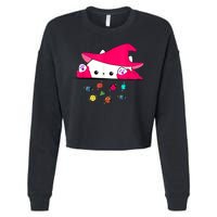 Cat Throwing Dice Tabletop Games Cropped Pullover Crew