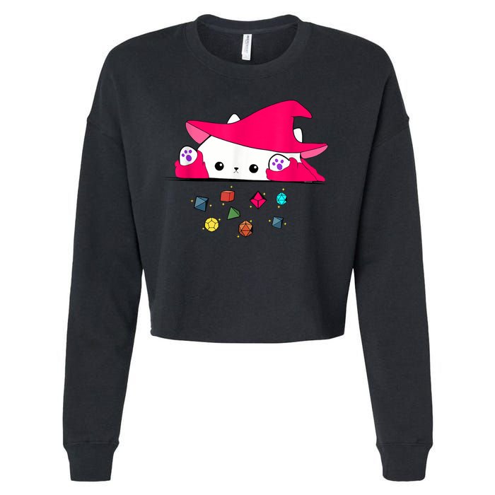 Cat Throwing Dice Tabletop Games Cropped Pullover Crew