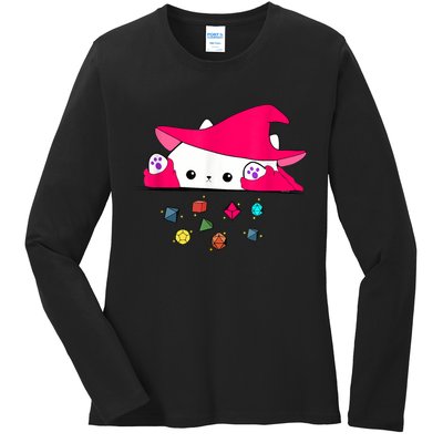 Cat Throwing Dice Tabletop Games Ladies Long Sleeve Shirt
