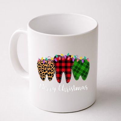 Christmas Tooth Dentist Dental Assistant Teeth Leopard Plaid Coffee Mug