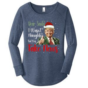 Christmas Trump Dear Santa Fake News Funny Xmas Gift Women's Perfect Tri Tunic Long Sleeve Shirt