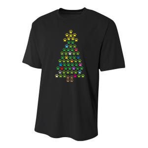 Christmas Tree Dog Paws Christmas Lights Youth Performance Sprint T-Shirt